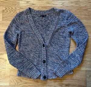 American Eagle Slouchy Marled Knit V Neck Button Up Grandpa Cardigan